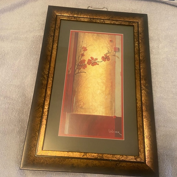 Gold and Red Floral Framed Art by Li-Leger